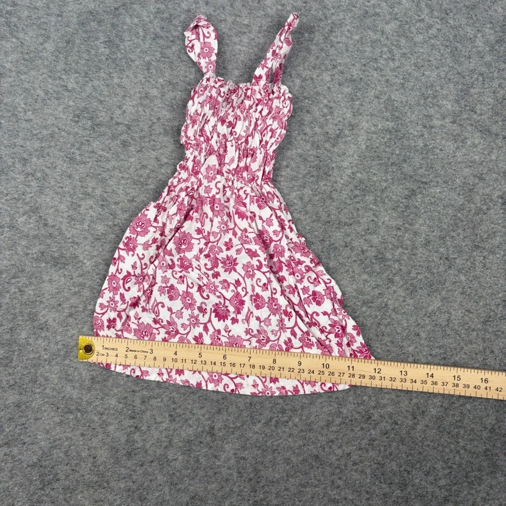 Unbranded Floral‎ Smocked Sundress Girls Size Small Pink White Sleeveless Boho